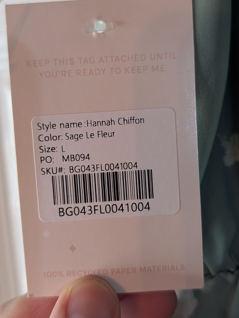 Birdy Grey Hannah Chiffon Dress Size L Sage Le Fleur Floral Flutter Sleeve NWT - Picture 5 of 7